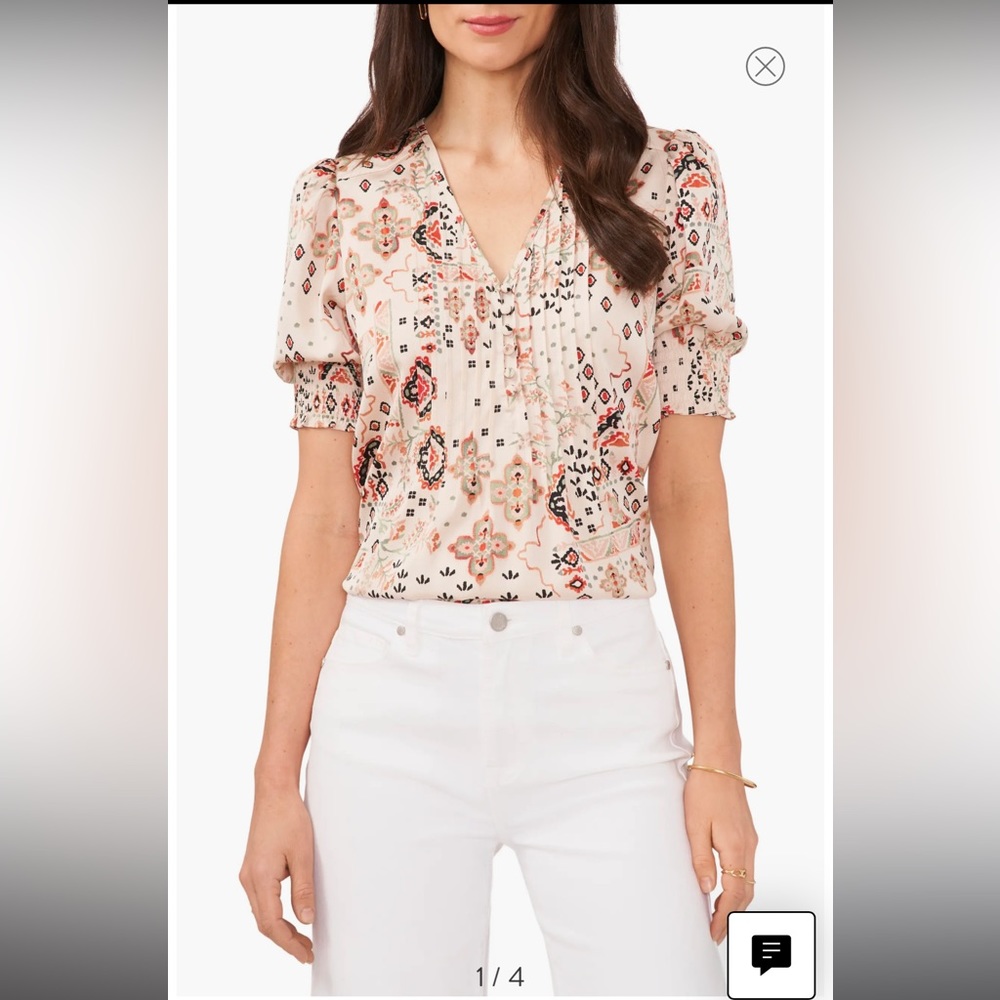 🌷 1.State Floral Print Pleated Bib Blouse #91